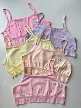 Топи для дівчаток з мереживом BiyoKids Туреччина бавовна,№10-140/146 см 129 фото